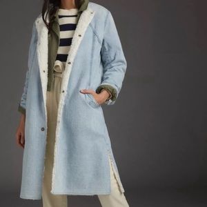 NWT RARE Pilcro denim and sherpa double sized duster coat - size S
